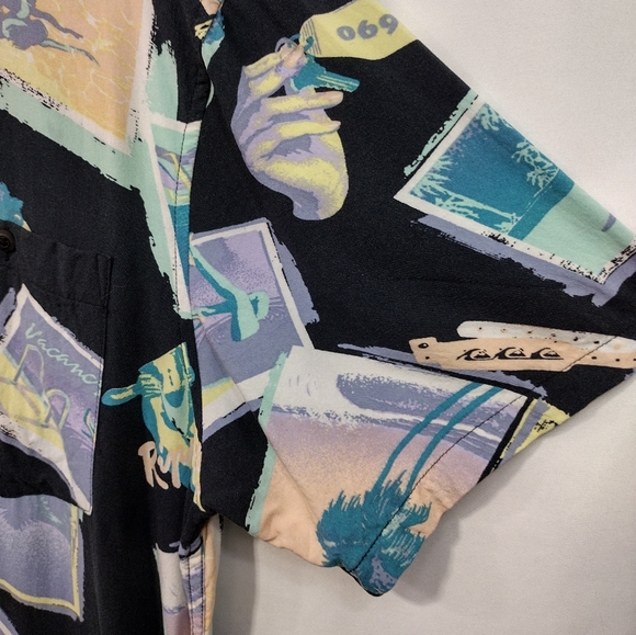 Quiksilver Vacancy Short Sleeve Hawaiian Shirt Men's XXL Modern Fit Beach - Picture 3 of 9
